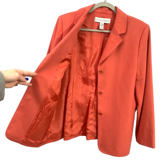 Vintage Valerie Stevens Coral Wool Nylon Cashmere Blend Women’s Blazer Size 12 - Picture 7 of 8